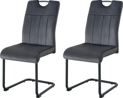 Produktbild von xonox.home Schwinger-Stuhl 2er Set Lisa Velouroptik anthrazit (B/H/T): 43 x 98 x 61 cm