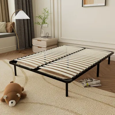 Produktbild von DEWINNER Sommier 140x190 | Sommiers à Lattes mit 9 Fuß für Erwachsene | 2x16 Lattes | Bettrahmen 140 x 190 mit Sommier | Höhe des Bettrahmens 29cm