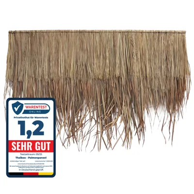 Produktbild von 10x Palmdach 148 x 80 cm Palmpaneele Palmschindel Natur Dachschindel Reetdach Strohdach 100% nachhaltiges Naturmaterial Wetterfest Regenfest Langlebig