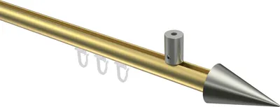 Produktbild von Interdeco Innenlaufstange / Gardinenstange mit Innenlauf Messing-Optik / Edelstahl-Optik, Typ Sonius Savio (Kegel) Deckenmontage, 20 mm Ø 1-läufig, 180 cm