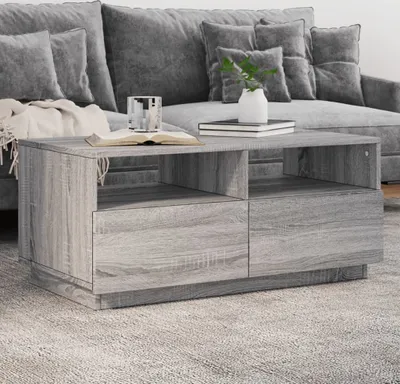Obrázok produktu pre Konferenčný stolík s LED svetlami, sivá sonoma 90x49x40 cm