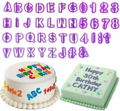 Produktbild von 40 X Fondant Ausstecher Set- Zahlen Buchstaben Alphabet Marzipan Tortendeko