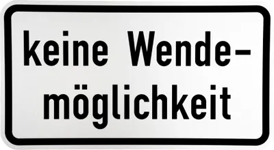Produktbild von ORIGINAL Verkehrsschild Nr. 1008-34 " keine Wendemöglichkeit " 330 x 600 mm nach StVO und RAL-Gütebedingungen Verkehrszeichen Schild Straßenschild Zusatzschild Straßenschilder Straßenzeichen Straße