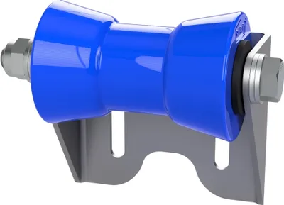 Produktbild von Polyurethan Kielrolle mit Halter U Sliprolle Bootstrailer Sliphilfe verzinkt SUPROD, 130 mm, blau
