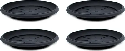 Produktbild von Kunststoff Blumentopf Untersetzer rund 4 Stück - Ø 20cm anthrazit