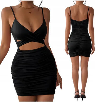 Produktbild von Partykleid Damen Schwarz - Bodycon Minikleid - Gerafft - Cut-Out - Clubwear - M 38