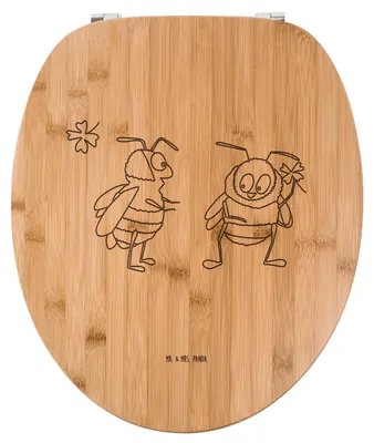 Produktbild von Mr. & Mrs. Panda Toilettenbrille Hummeln Kleeblatt - Transparent - Geschenk, Spruch Fröhlich, Positiv, Klodeckel, WC Brille, glücklich sein, Sitz Aus Holz, Biene Deko
