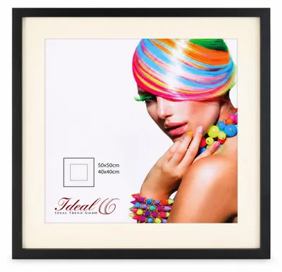 Produktbild von 3D Objektrahmen Holz Bilderrahmen quadratisch Wanddeko Collage Poster Fot Rahmen - Farbe: Schwarz | Format: 50x50