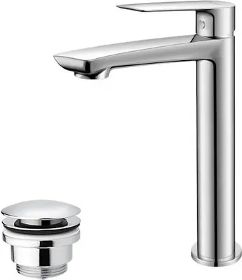 Immagine prodotto di Rubinetto da lavabo con bocca alta e scarico a scomparsa cromo