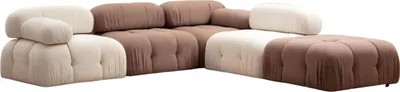 Immagine prodotto di Divano angolare marrone e bianco di design per il soggiorno con forma a L e divano moderno