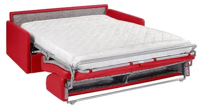 Produktbild von 4-Sitzer Schlafsofa Express in rotem Kunstleder mit Memory-Schaum-Sitzfläche - Breite Latten Liegefläche 160 cm - 14 cm Matratze CALIFE