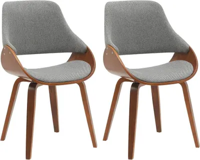 Immagine prodotto di set di 2 sedie da pranzo - sedie da cucina - comode ed eleganti, noce/grigio scuro, tessuto