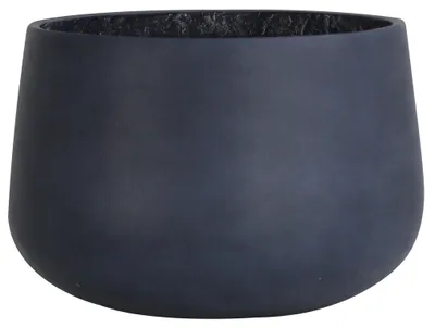 Image de Grand pot de fleurs décoré de motifs noirs, idéal pour le jardin