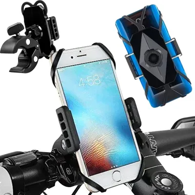 Obrázek produktu pro FIT4MED | Držák mobilního telefonu na kolo - černý - 100 G - otočný o 360 stupňů - foukací klakson