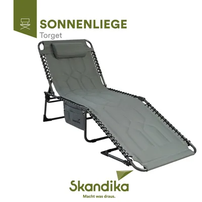 Produktbild von Skandika Sonnenliege Torget | Klappbare Campingliege, gepolstert, 5-Fach verstellbares Kopfteil, Seitentasche, bis 150 kg, wasserabweisend