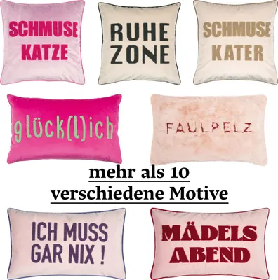 kissenhuelle kissenbezug schriftzug sprueche