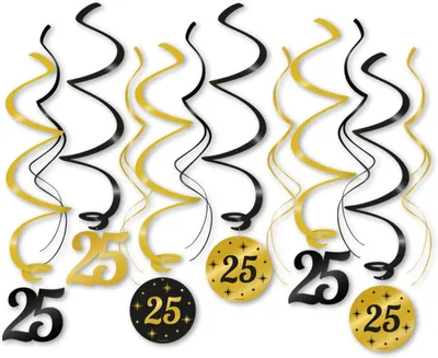 Imagen del producto de Decoración para fiestas en color  y dorado, juego de 12 piezas, de 70 cm de largo, ideal para cumpleaños