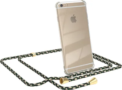 Produktbild von EAZY CASE Handykette kompatibel mit Apple iPhone 6 / 6S, Handyhülle mit Umhängeband, Handykordel, Schutzhülle Clear, Band in Grün