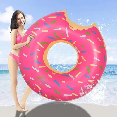 Produktbild von Schwimmring Erwachsene 120 cm, Aufblasbare Donut Schwimmring, Dunkelblau, fuer Schwimmbad, Strand
