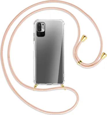 Produktbild von Handykette Backcover-Schutzhülle mit Band (Metall goldfarben) für Xiaomi Redmi Note 10 5G - rose peach