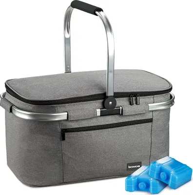 Obrázek produktu pro bomoe chladicí taška piknikový koš skládací IceBreezer K47 47x27x26cm 32 litrů včetně 2 chladicích baterií