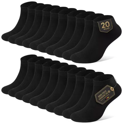Produktbild von Sneaker Socken Herren Damen 10 Paar Kurze Halbsocken Baumwolle Uni 43-46 Schwarz