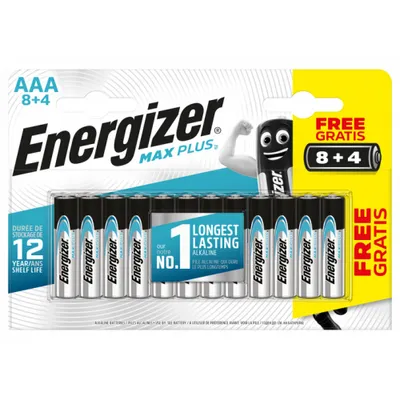 Immagine prodotto di Pile Energizer MAX PLUS AAA, confezione da 8+4 pezzi