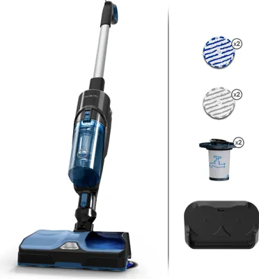 Produktbild von Rowenta X Combo 2in1 X-Combo 2in1 Staubsauger mit Wischfunktion GZ3038, Standstaubsauger, Beutellos, Schwarz, Blau, 0,55 l, Rechteckig, Trocken&Nass