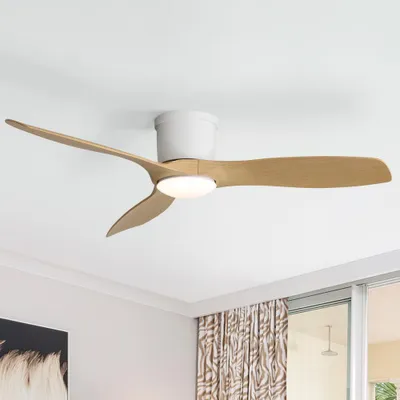 Produktbild von AIORBER 52 Zoll Deckenventilator mit Licht leise DC Motor Fernbedienung 6 Stufen dimmbar flach LED Weiß
