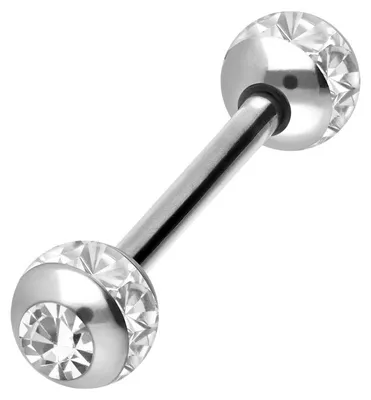 Produktbild von Zungenpiercing, Intim-Piercing Titan Barbell EPOXY-RING-KUGELN + KRISTALLE