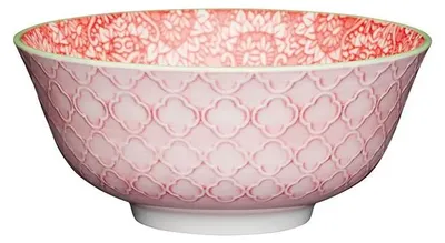 Immagine prodotto di Ciotole Kitchencraft con motivo floreale, 15,5 cm (6 ") (Set di 4), Vetroceramica, rosso/rosa, 15,5 x 15,5 x 7,5 cm (5,5 x 15,5 x 7,5 cm)