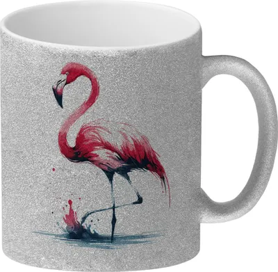 Produktbild von Rosa Flamingo Glitzer-Kaffeebecher