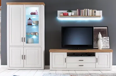 Produktbild von Wohnwand Anbauwand II Brixen | Landhaus modern | Pinie Aurelio / Grandson Oak | 3-teilig