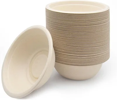 50er-Pack Einweg-Schalen aus Zuckerrohr, 350 ml, mikrowellengeeignet