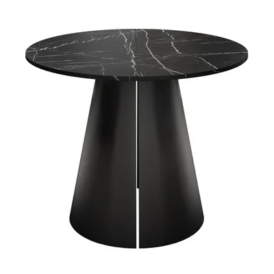 Produktbild von Runder Ausziehtisch LAVA, Tischdurchmesser 120 cm, Schwarz / Black Pietra Grigia