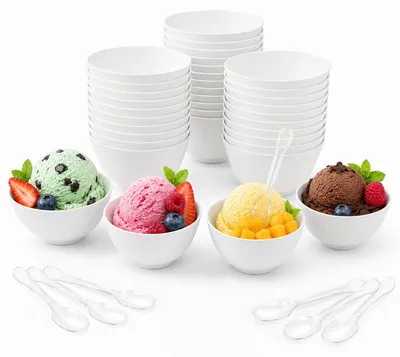 Eisbecher aus Papier, 50 Stück, 100 ml, F, Einweg, für Desserts und Snacks