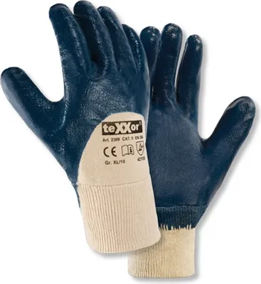 Produktbild von 2309 teXXor Nitril-Handschuhe Strickbund blau teilbeschichtet 144 Paar Gr. 11