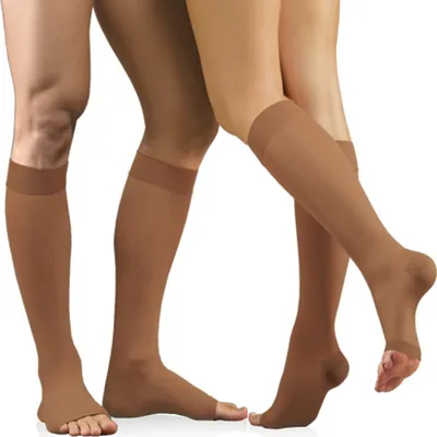 Produktbild von Kompression Kniestrümpfe offene Zehen Kl 1 schwarz 158-170cm 3-M