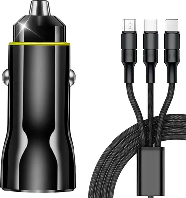 Produktbild von Leicke KFZ Ladegerät 30W / Zigarettenanzünder USB, QC 3.0 Auto Ladegerät, USB Adapter | USB A + Typ C | Mit 1.5m 3 in 1 Multi USB Ladekabel