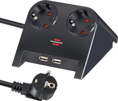 Image de Brennenstuhl 1153500222 power extension 1.8 m 2 AC outlet(s) Indoor Black