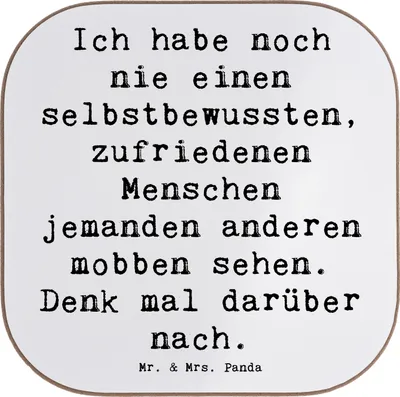Produktbild von Mr. & Mrs. Panda Tassenuntersetzer Spruch Mobbing bewältigen - Weiß - Geschenk, Tischuntersetzer, Respekt, Untersetzer für Gläser, Glas, Stärke, Getränkeuntersetzer