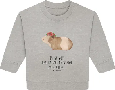 Produktbild von Mr. & Mrs. Panda Organic Baby Pullover Meerschweinchen Weisheit 6. - 12. Monat - Heather Grey - Geschenk, Bullover, Motivation, Wunder, Lustige Sprüche, Wunderland