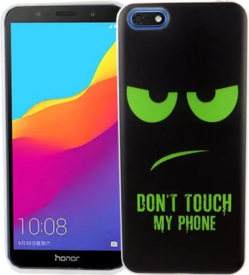 Image de Coque de protection pour téléphone portable Huawei Honor 7s, étui de protection, coque rigide « Dont Touch My Phone » - Vert