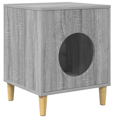 Obrázek produktu pro vidaXL Kočičí bouda Sonoma, šedá, 42,5 x 40 x 53 cm, materiál: dřevotříska