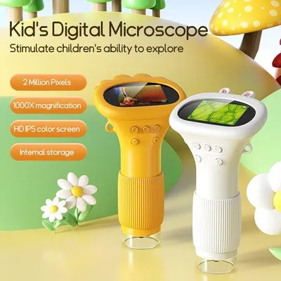 Obrázek produktu pro Ruční mini USB mikroskopická kamera – zábavná vědecká kamera pro děti – dárek k narozeninám – hračka pro batolata – vzdělávací hračka s displejem – bílá