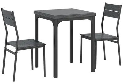 Zdjęcie produktu dla Zestaw obiadowy składający się z stołu i 2 krzeseł | Kolor: Szary | Wymiary: 60x60x76 cm