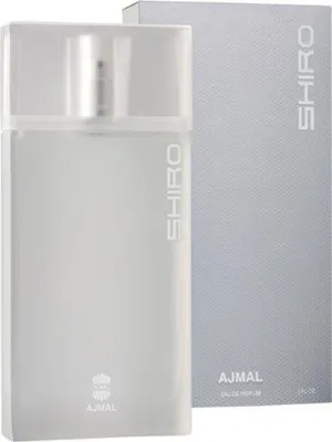 A perfume bottle and its packaging are displayed.