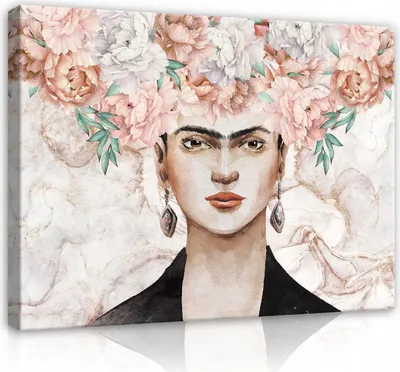 Produktbild von Leinwandbilder Blumen Frida Kahlo 120x80 cm XXL Modern Canvas Leinwand Leinwandbild Bilder Wohnzimmer Schlafzimmer Wandbilder Kunstdruck Wand Bild auf Leinwand Aufhängefertig