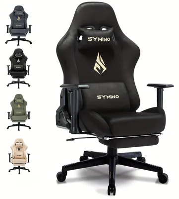 Image de Siège de jeu, chaise de bureau – Siège ergonomique avec mousse à mémoire de forme et repose-pieds escamotable