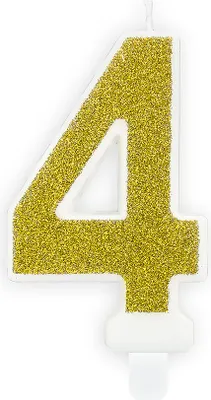 Produktbild von Geburtstagskerze Zahl 4 mit Glitzer 7cm gold